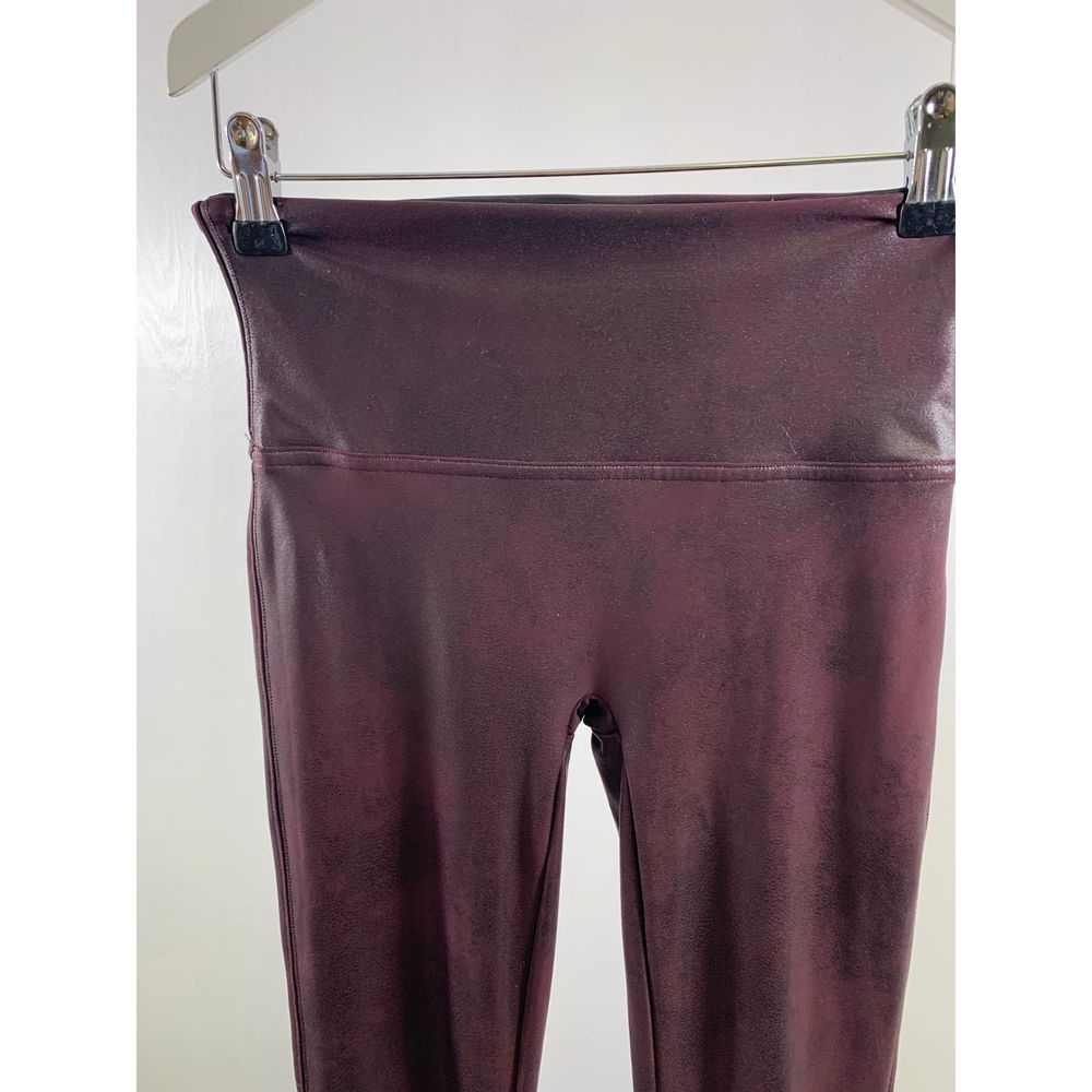 Spanx Burgundy Faux Leather Leggings Size M - Picture 4 of 12